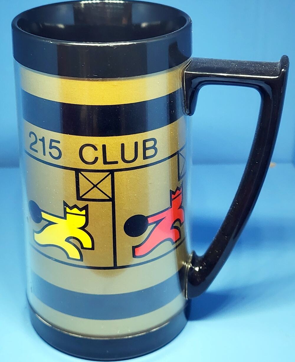 Vintage Brunswick Bowling 215 Club Tall Coffee Mug Thermo-Serv Insulated 6.5”